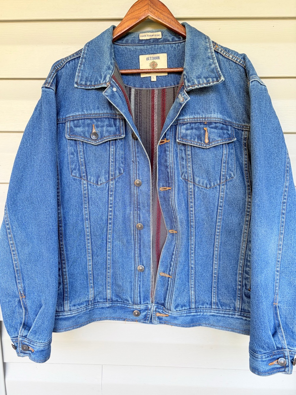 Outdoor Expedition 90’s Gorpcore Blanket Lined Blue Jean Trucker Jacket Retro L